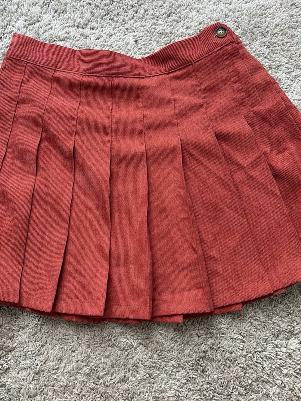 Simply southern small Pleated Corduroy Mini Skirt in Rust
